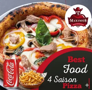 Pizza 4 Saisons Large, Frites avec Canette Coca Cola