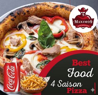 Pizza 4 Saisons Large, Frites avec Canette Coca Cola