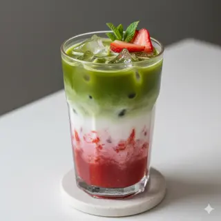 Iced strawberry matcha (300ml)