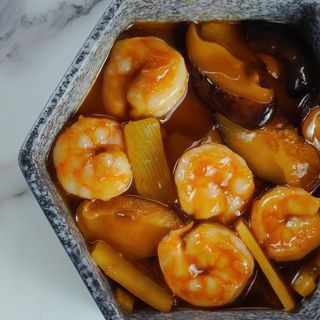 Gamberi con Bambù e Funghi