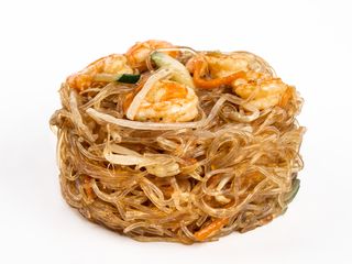 141 Spaghetti di soia con gamberi e verdure