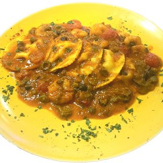 Ravioli de vieiras y gambas