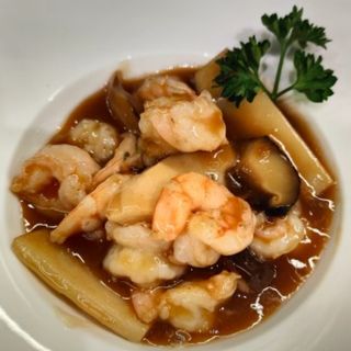 Gamberi con bambù e funghi-227