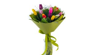 Okrugli buket od 11 šarenih lala