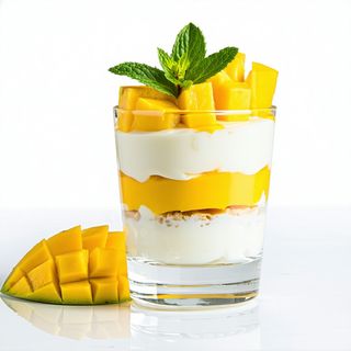 Pahar mousse ciocolata alba cu mango