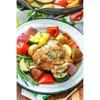 Rosemary Chicken With Grilled Potatoes And Seasonal Vegetables