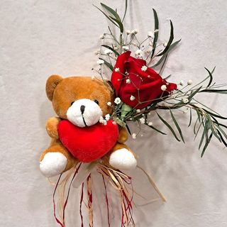 Rosa + Urso Coração