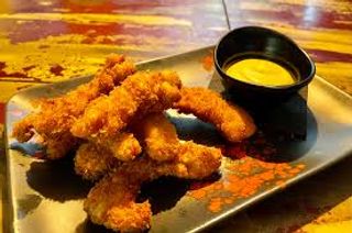 Crujiente pollo campo con salsa de mostaza y miel