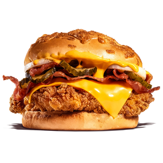 Чедър Чикън (пилешки бургер с мнооого чедър)