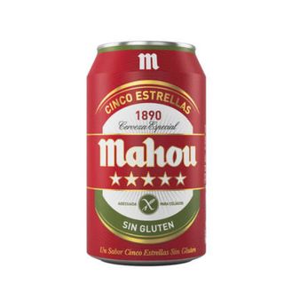 Cerveza Mahou 5 Estrellas Sin Gluten Lata 33cl.