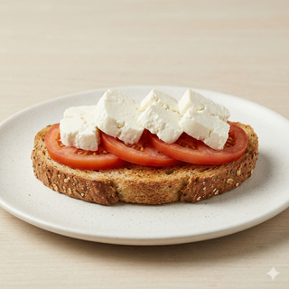 Tostada Integral De Queso Fresco Y Tomate En Rodaja