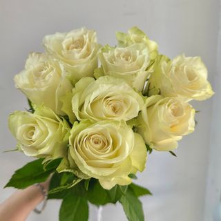 9 білих троянд