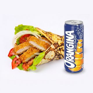 Naan escalope panné + Orangina