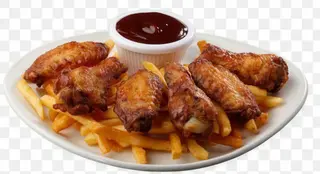 Alitas de Pollo con Patatas Fritas