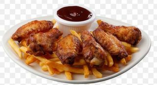 Alitas de Pollo con Patatas Fritas