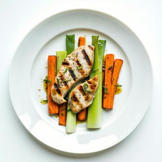 88 - Pollo alla piastra con porri e carote