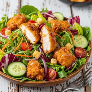 Insalata con pollo fritto