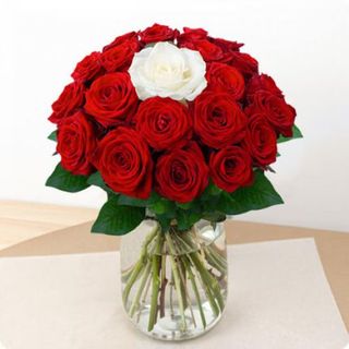 Bouquet Amour 19 Roses Rouge 1 Blanche