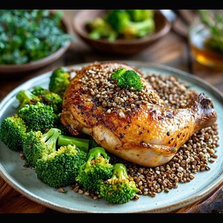 Grilled chicken thigh with buckwheat 