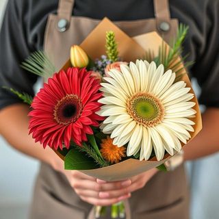 Arreglos de 2 gerberas de diferentes colores .