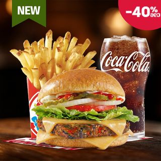 ლობიოს ბურგერი ყველით კომბო