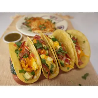 Hash Brown With Eggs Bacon Tomatoes & Mushrooms Tacos