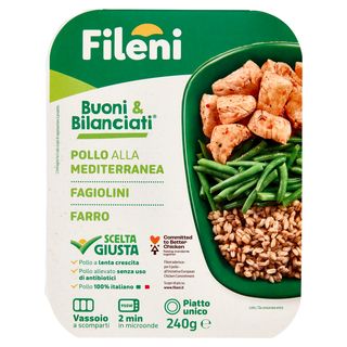 Fileni Buoni & Bilanciati Pollo alla Mediterranea Fagiolini Farro Perlato 0,2420 kg