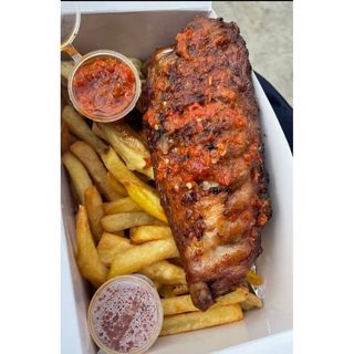 Yam fries and turkey