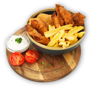 Chicken box + palačinka krem