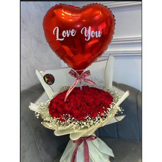 Flowers With Heart Shape Ballons