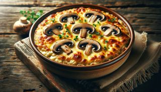 Cremă de hribi gratinată cu brânză dură (2 - 3 pers)