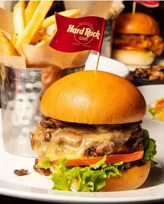 Swiss mushroom burger