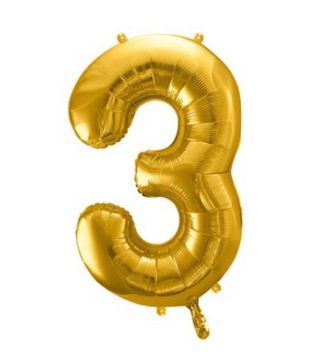 Cyferka 3 z helem ( żółta )