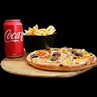 Menú Pizza patatas bebida 