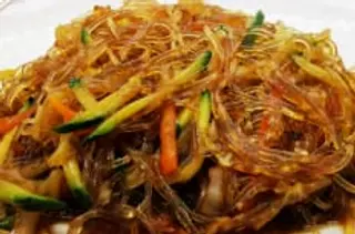 Spaghetti di soia con gamberi