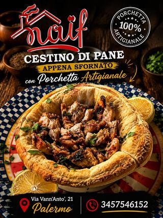 Cestino di pane con porchetta artigianale