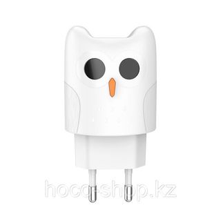 Дизайнерский сетевой адаптер Hoco KC1A Kikibelief (Сова), White