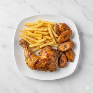 Chicken And Chips With Plantain