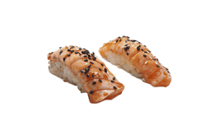 UA9B Nigiri Braseado Salmão com Molho Teriyaki e Sementes de Sésamo