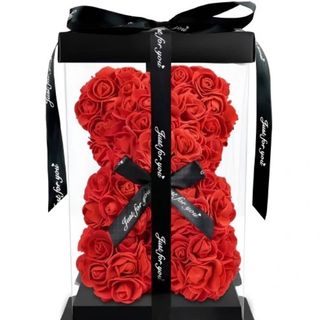 Miś z piankowych róż - czerwony