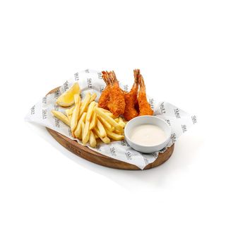 Creveți crispy cu cartofi pai