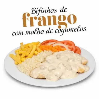 BIFINHOS DE FRANGO C/MOLHO COGUMELOS