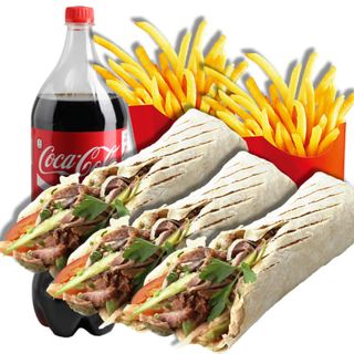 3 Durum + 2 Patatas + Coca-Cola (1.25 Lt.)