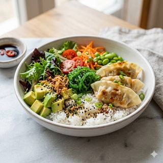 Bowl Vegetal + Gyozas De Verdura 2 Uds.