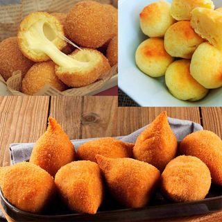 30 coxinhas +20 bolinhas de queijo + 20 pães de queijo 