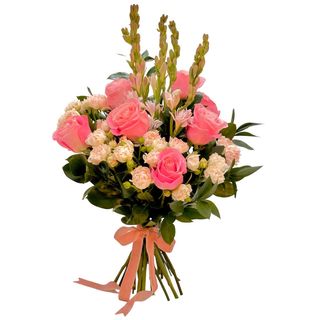 Buchet pe roz, tuberoze si trandafiri