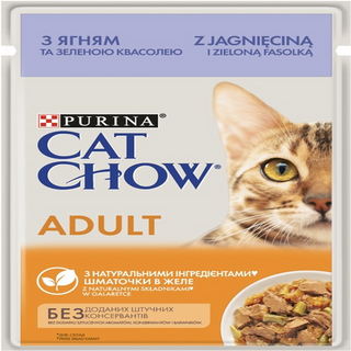 CAT CHOW ADULT. З ягням та зеленою квасолею в желе 85г