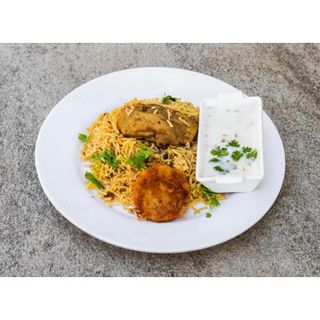 Chicken Biriani With Raita + Shami Kabab + Salad