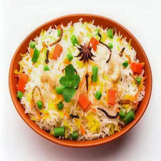 Verdura Biriyani + salsa curry