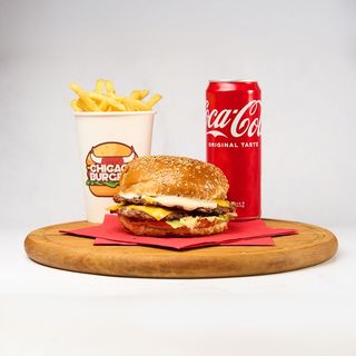 Chicago Truffle Double + Pomfrit + Coca-Cola 330ml